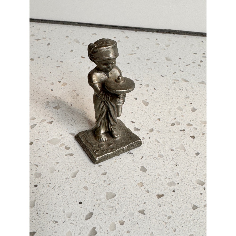 Vintage‎ Selangor Pewter Figurine Boy with Top Miniature Sculpture